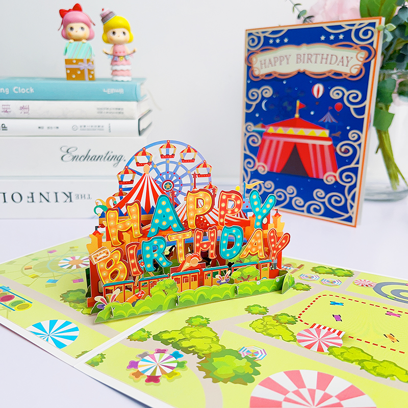 可爱热闹的生日贺卡创意立体卡片