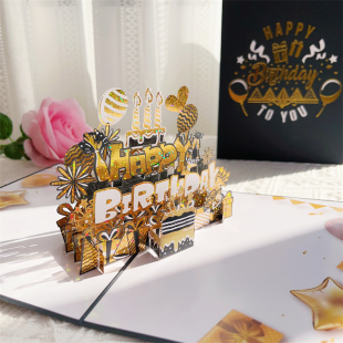 黑金生日贺卡创意高级感公司商务小卡定制3D卡片祝福同事朋友ins