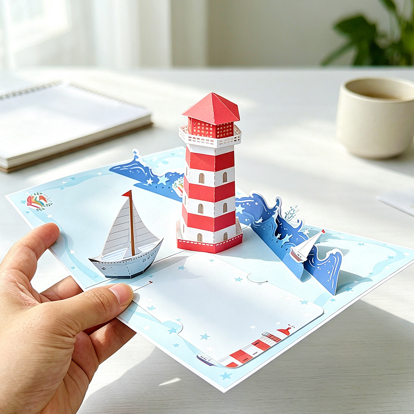 灯塔引航3D立体贺卡开学季感恩教师节学生送老师领导励志生日卡片