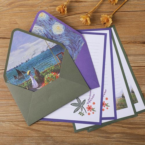 莫奈梵高6个信封10张信纸