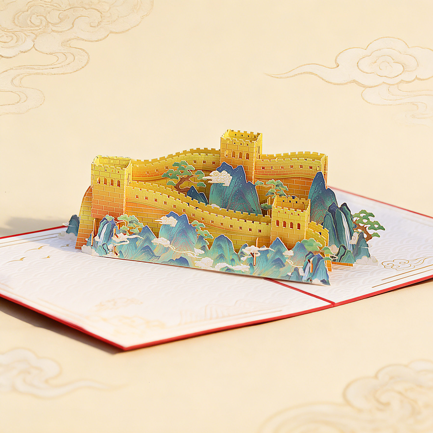 锦绣长城3D立体贺卡中国风北京名胜古迹纪念品卡片新年商务ins风
