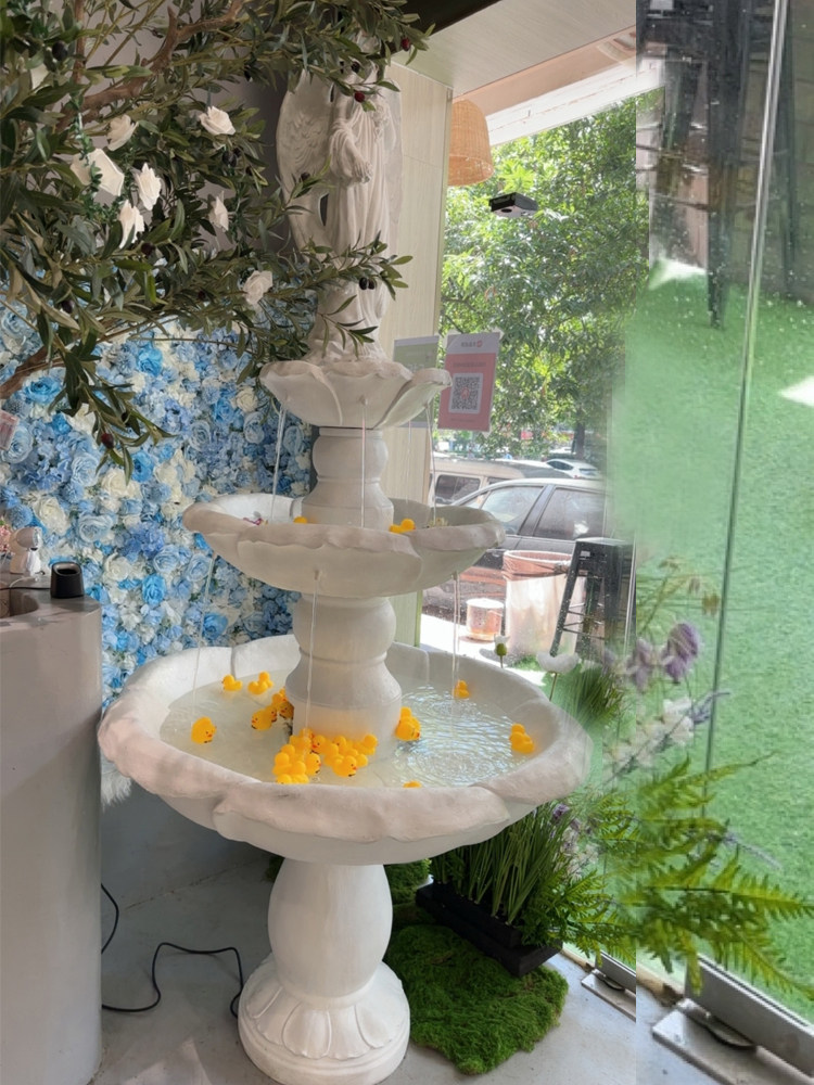 欧式三层婚庆喷泉庭院装饰阳台简约流水水景鱼池大型创意室内摆件