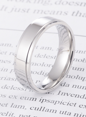 玫瑰刻字亮面定制戒指