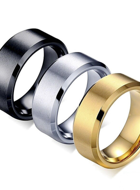 霸气风宽面拉丝钛钢戒指刻字定制