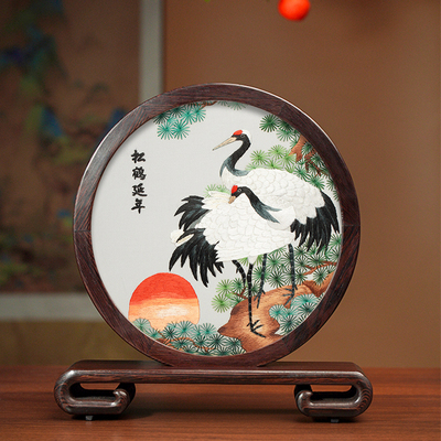苏州苏绣摆件手工双面绣熊猫中式特色刺绣非遗祝寿送长辈生日礼物