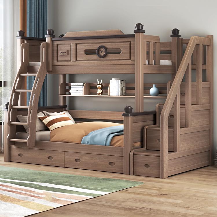 全实木鹅掌楸木上下床双层床儿童床子母高低床小户型可拆分上下铺