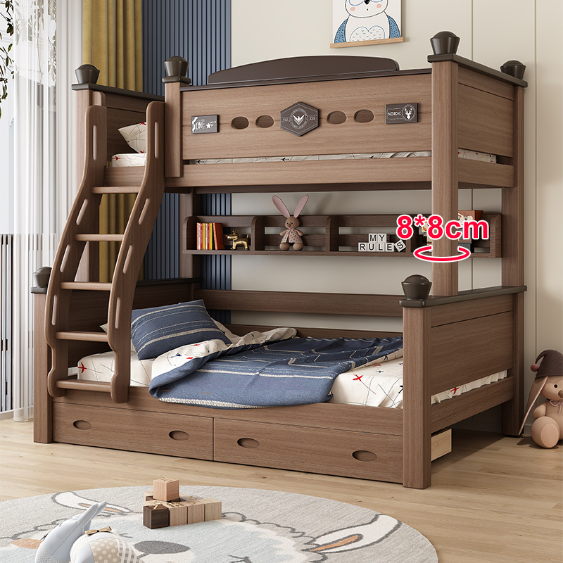 全实木鹅掌楸木上下床双层多功能小户型儿童子母高低床上下铺木床