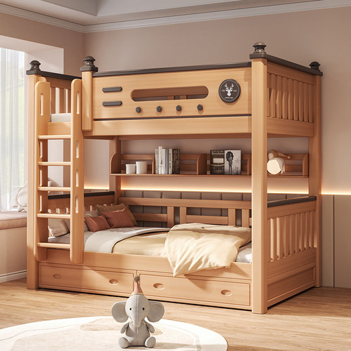 全实木上下床同宽双层子母床两层床小户型家用儿童榉木上下铺木床