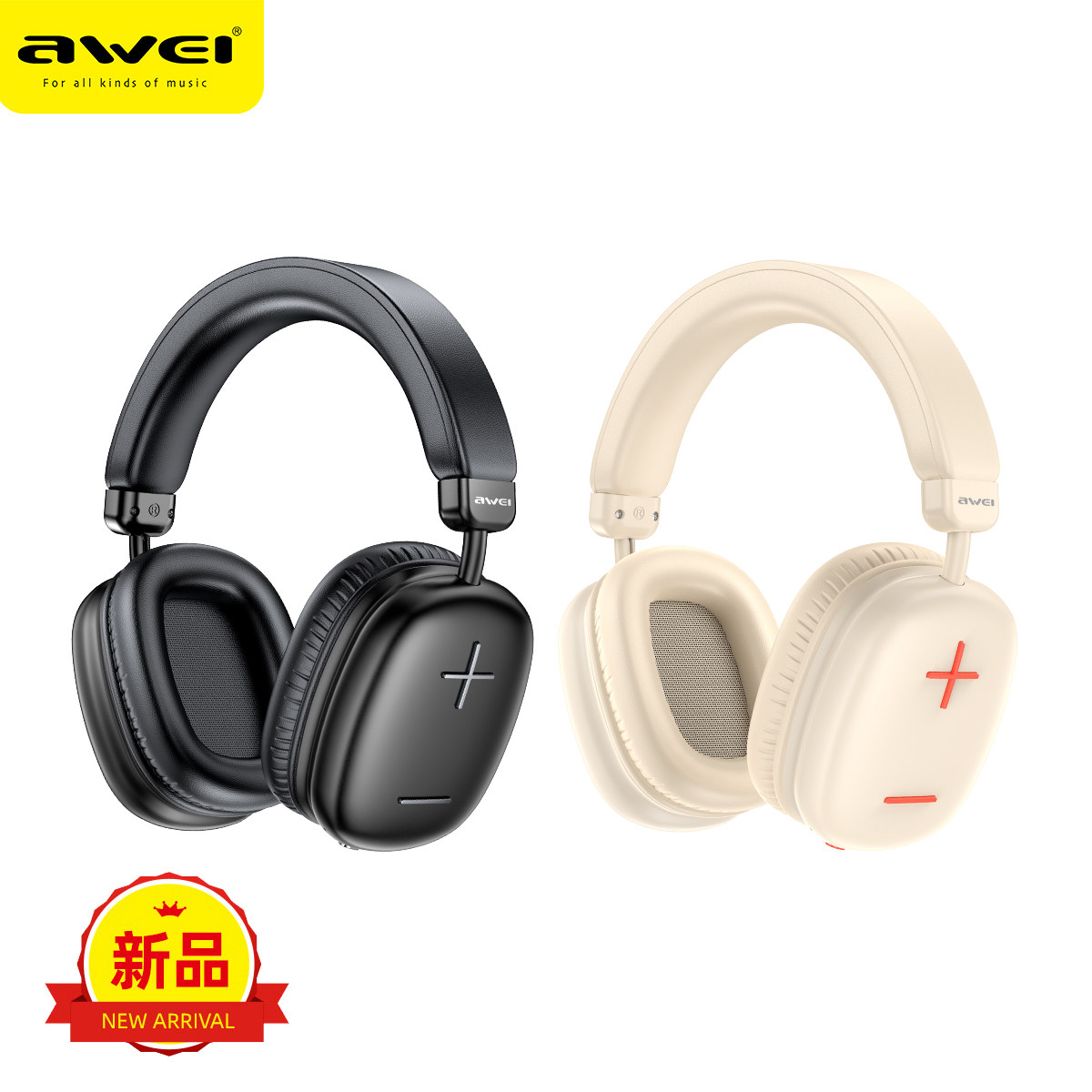 awei新款AT6头戴式无线耳麦蓝牙5.4低延迟无干扰立体声高音质耳机