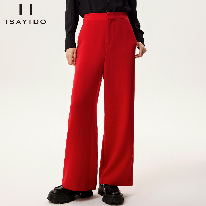 傲丝度红色西装裤女高腰直筒垂感阔腿裤百搭宽松显瘦休闲裤子春装,女装/女士精品,西装裤/正装裤,淘宝优惠券,粉丝福利购,淘宝优惠卷
