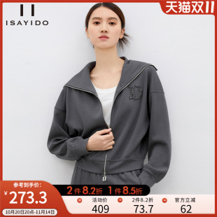 宽松运动卫衣开衫 长袖 夹克上衣 新款 傲丝度小个子短外套女2025秋季