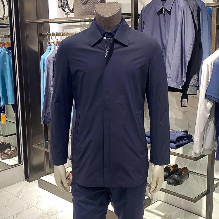 华斯度男士中长款薄风衣