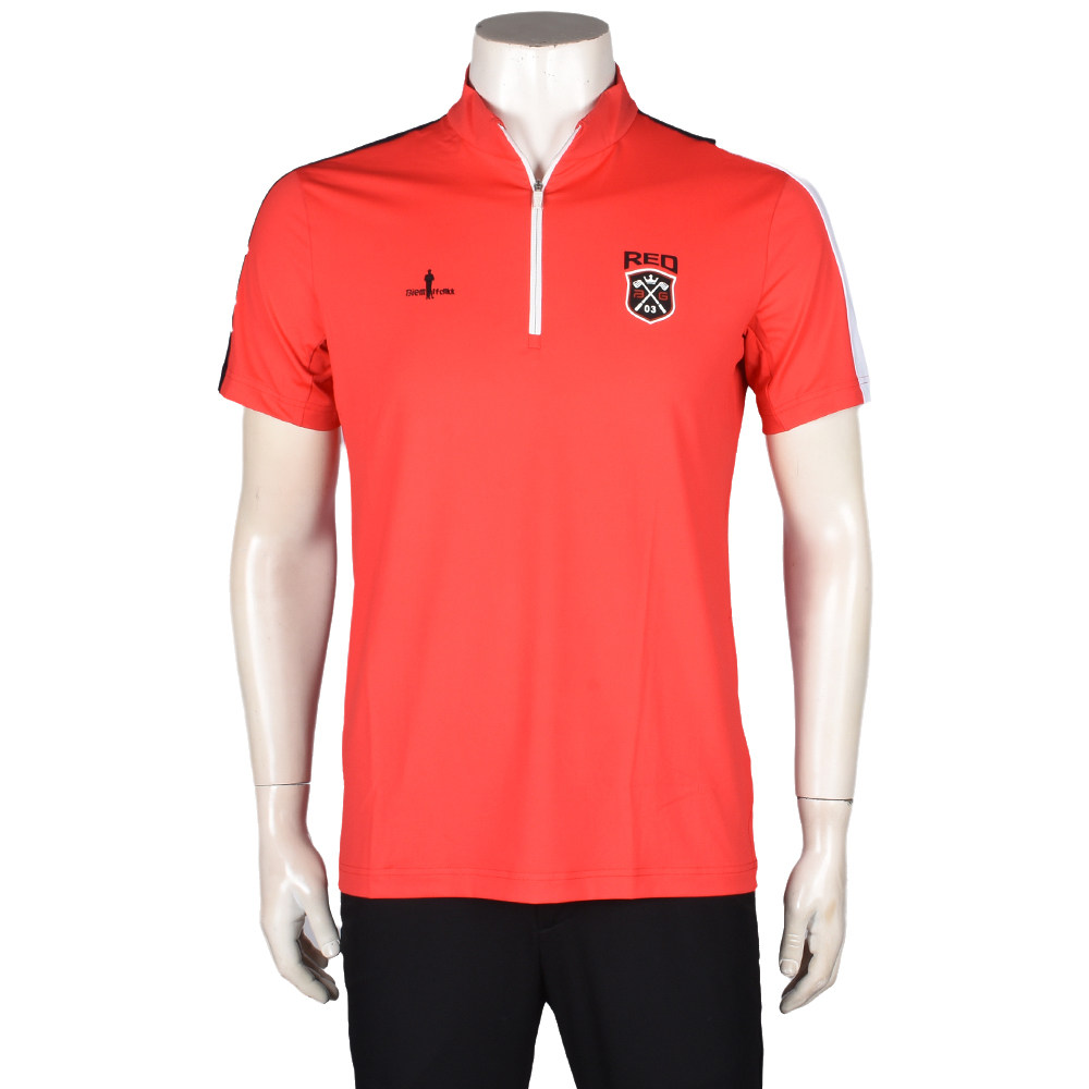 现货正品比音勒芬夏季男装短袖立领拉链T恤透气运动休闲POLO衫