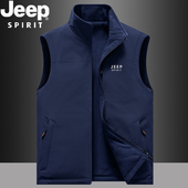 JEEP吉普加绒马甲男士 秋冬款 户外休闲外穿保暖背心双面穿马夹外套