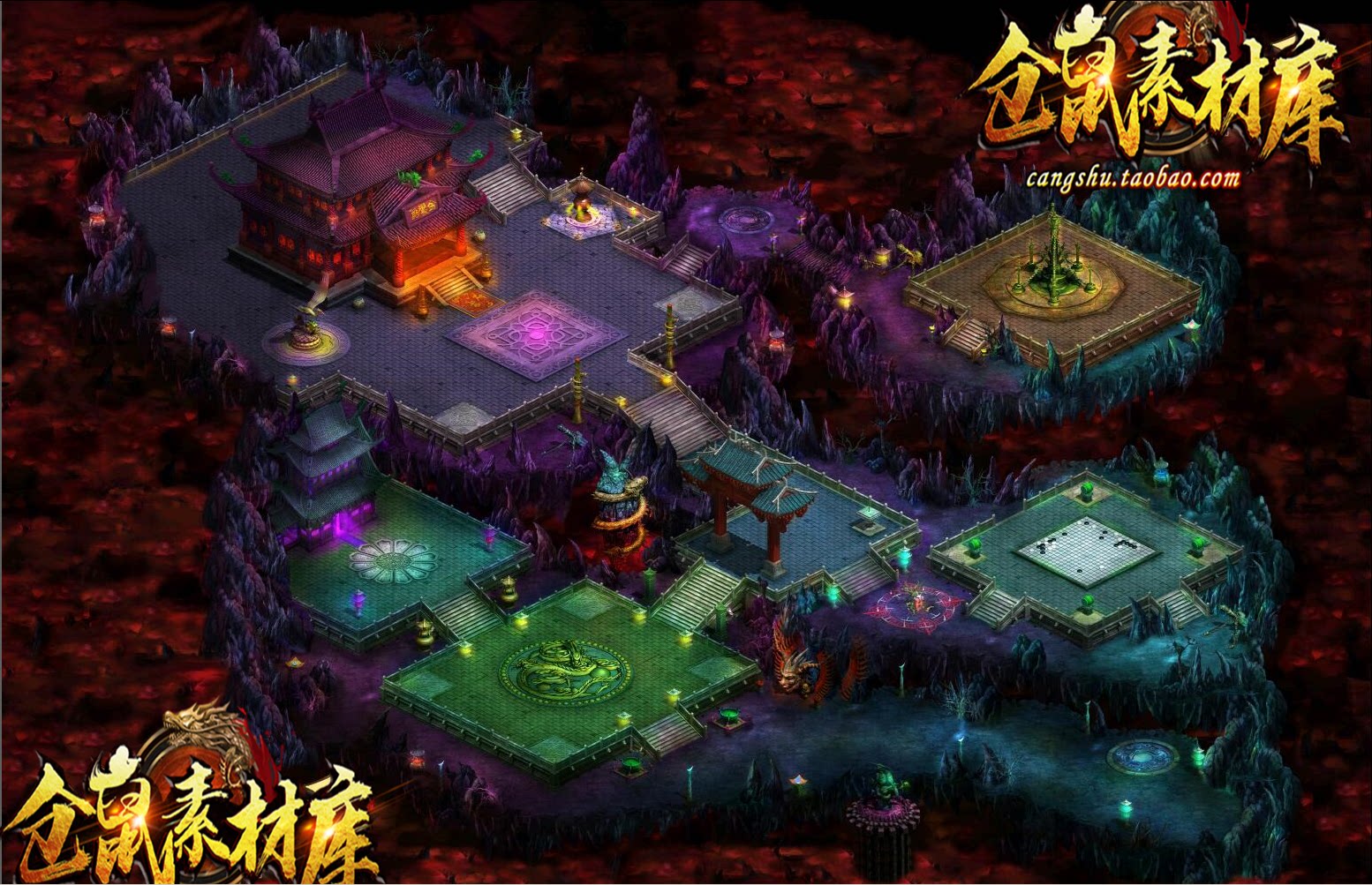 传奇地图素材 紫荆之巅 高清独立地砖 无缝封边DT389