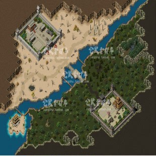 传奇地图素材  盟重土城 天门城河   独立地砖无缝封边 DT686