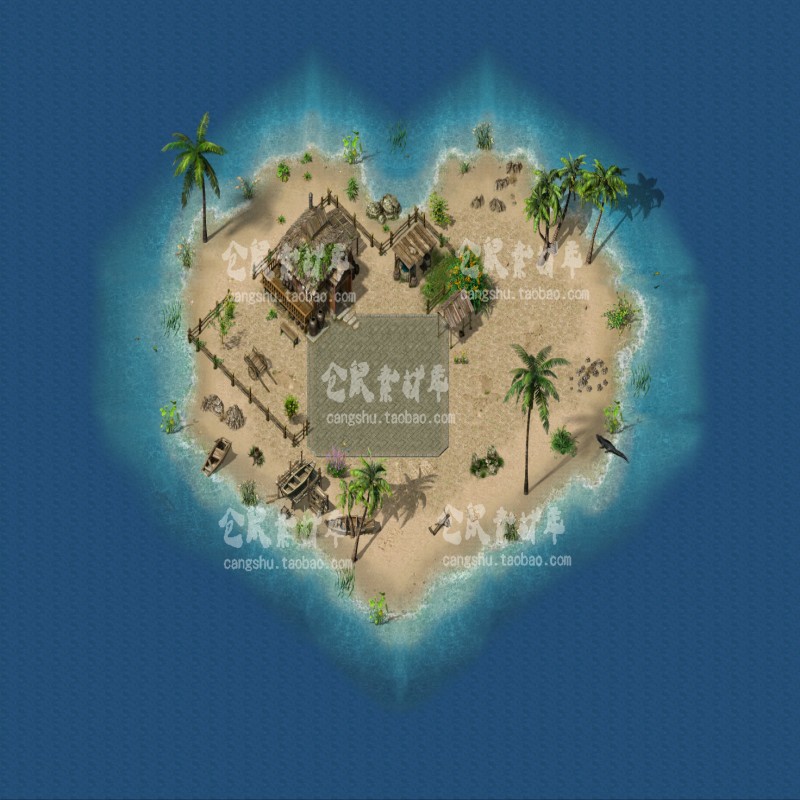 传奇地图素材 海岛之心 大陆 高清动态独立地砖 无缝封边 DT771