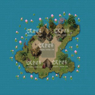传奇地图素材 海域大陆一出生地高清动态独立地砖 无缝封边 DT769