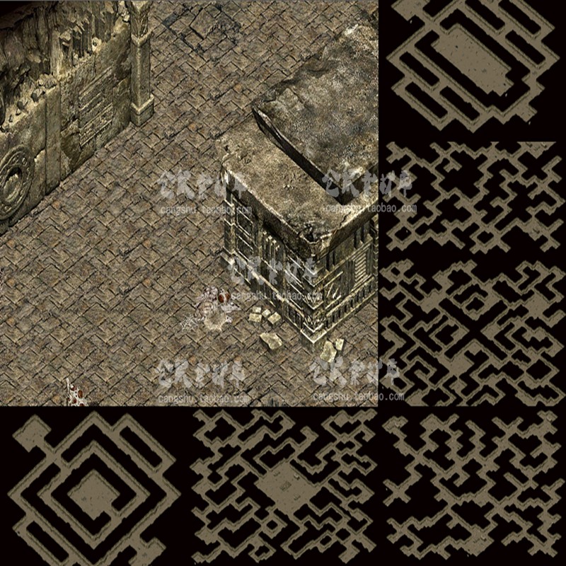 传奇韩版地图 地下栈道 独立套图地砖 无缝封边 DT147