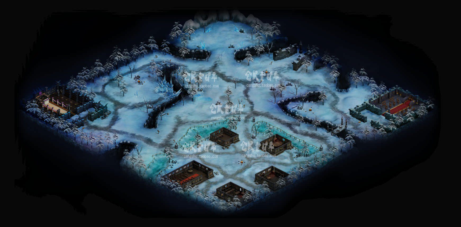 传奇地图素材 奇迹系列 冰风谷 高清动态地砖地图 无缝封边 dt572