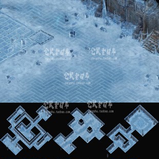 传奇地图素材 冰雪霜冻迷宫 套图 独立地砖 无缝封边 DT850