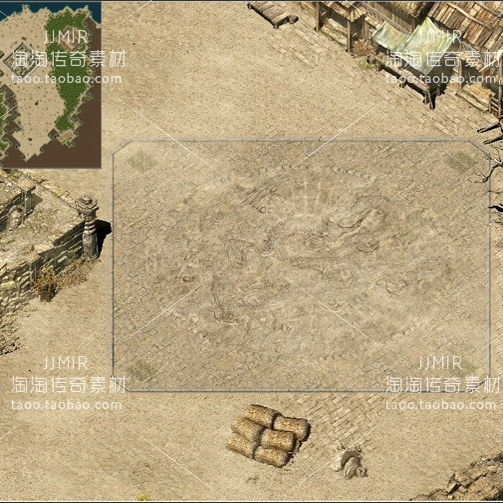 传奇地图素材 动态黄沙复古土城 盟重土城 半独立地砖   Y2185