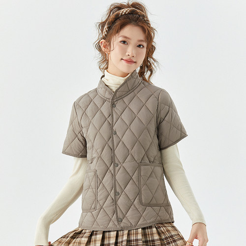 国风短袖轻薄保暖短款立领棉衣