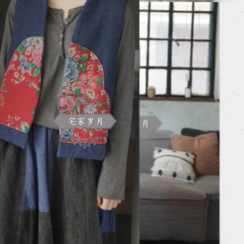 [HUAIHUA HUTONG] VEST RETRO CARDIGAN HORSE CLIP PRINT SHORT JACKET LOOSE TOP JACKET COTTON COTTON LINEN AUTUMN AND WINTER