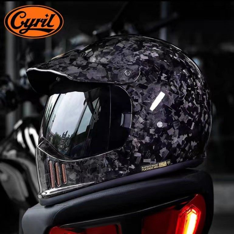 CYRIL赛罗 碳纤维头盔摩托车复古头盔四季男女夏季机车街超轻全盔
