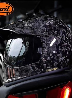 CYRIL赛罗 碳纤维头盔摩托车复古头盔四季男女夏季机车街超轻全盔