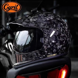CYRIL赛罗 碳纤维头盔摩托车复古头盔四季男女夏季机车街超轻全盔