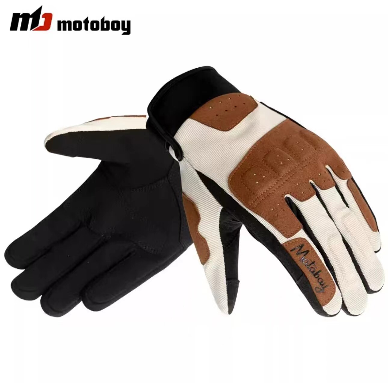 MOTOBOY摩托车骑行手套复古防摔透气机车赛车触屏春秋夏季全指舒