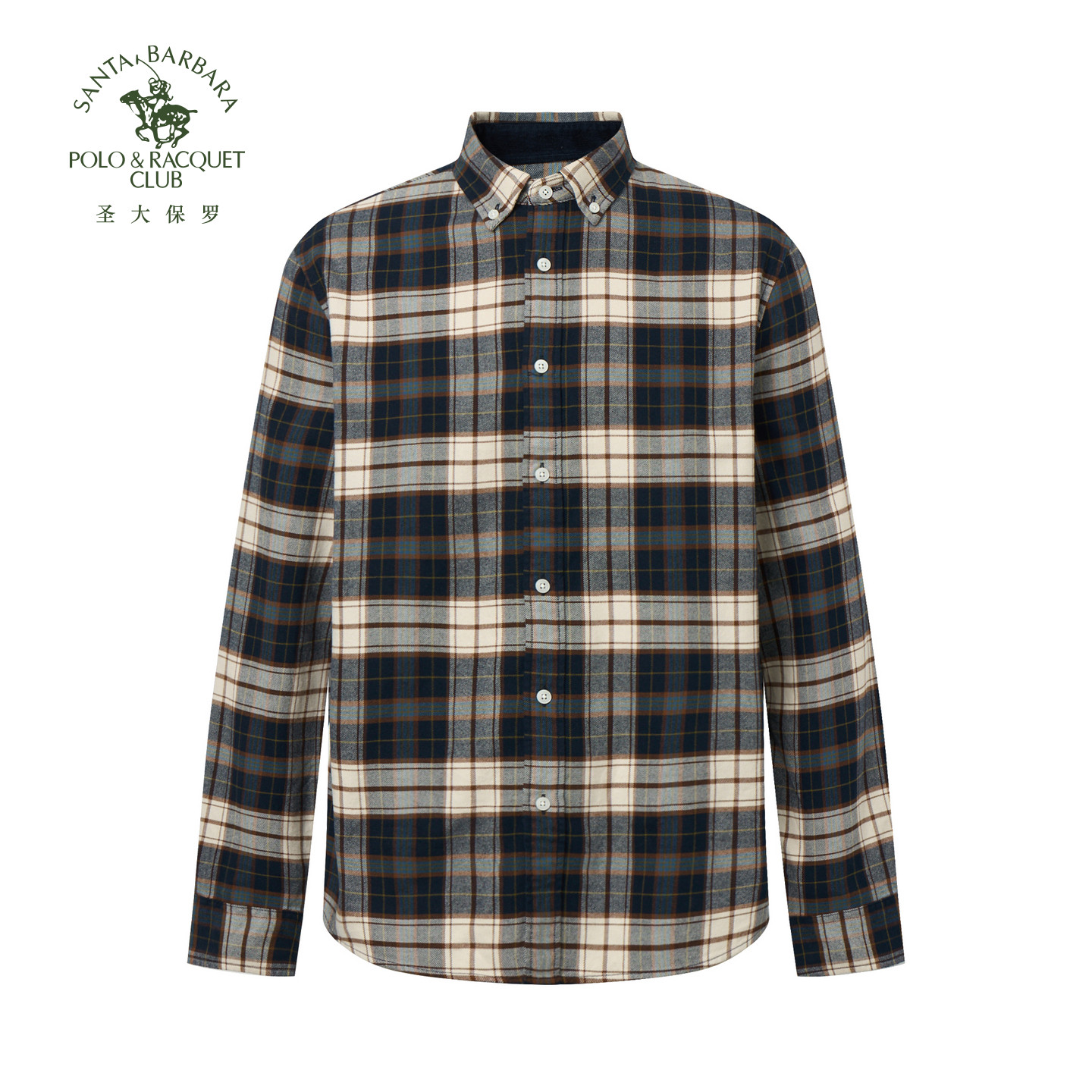 【商场同款】圣大保罗2026春秋新品格子磨毛男式长袖衬衫