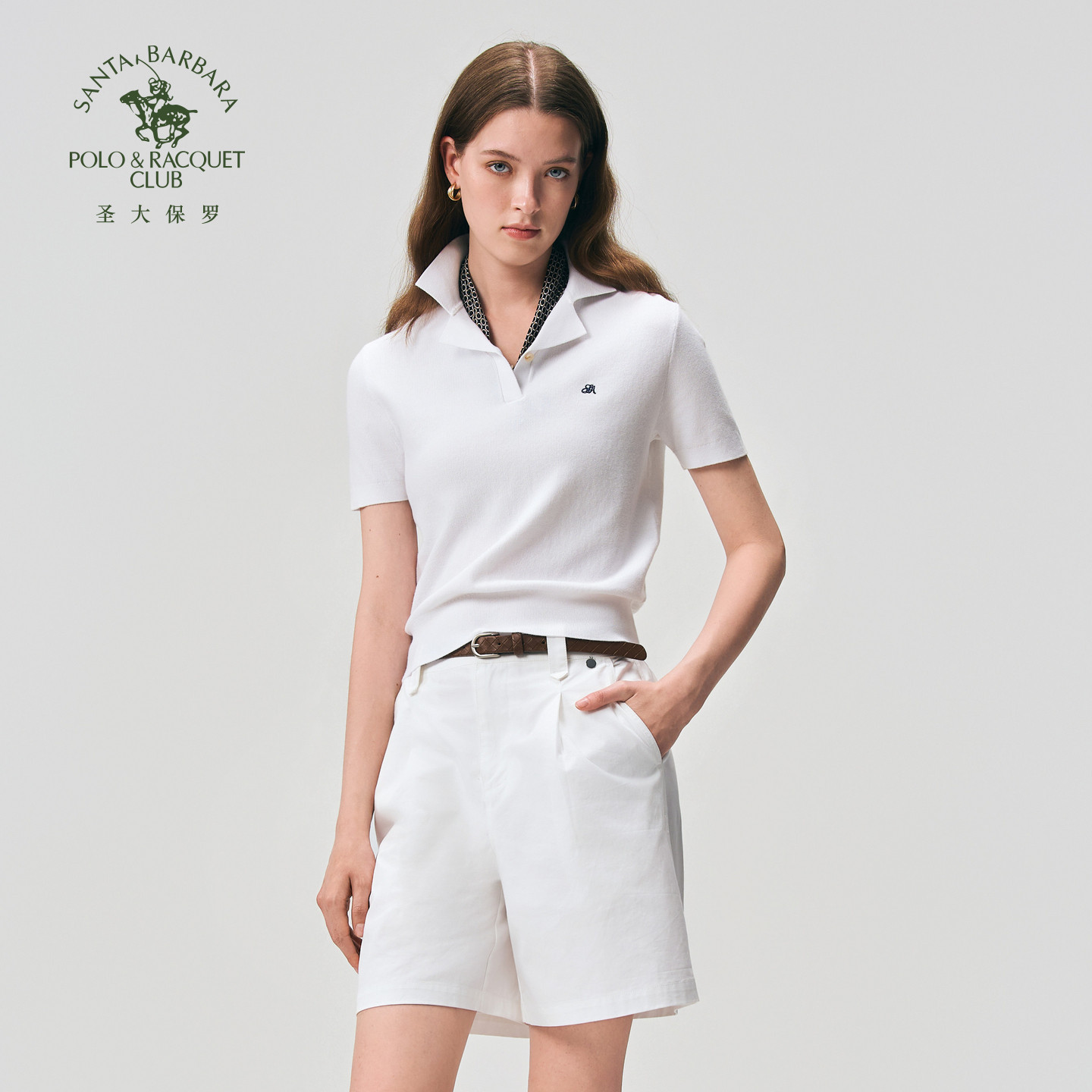 【商场同款】圣大保罗夏季薄款polo衫短袖女针织亲肤透气翻领百搭