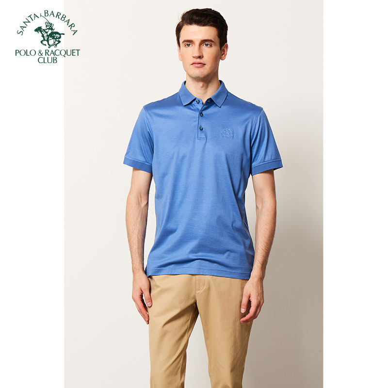 圣大保罗翻领纯色短袖polo衫夏季