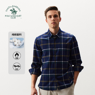 春季 衬衫 新款 美式 上衣男 圣大保罗男士 法兰绒商务格子衬衣时尚 长袖