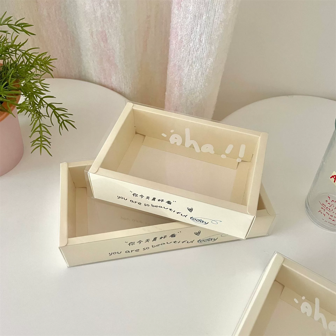 自制 原创版权款 ins小清新纸盒内裤袜子抽拉包装盒节日礼品盒