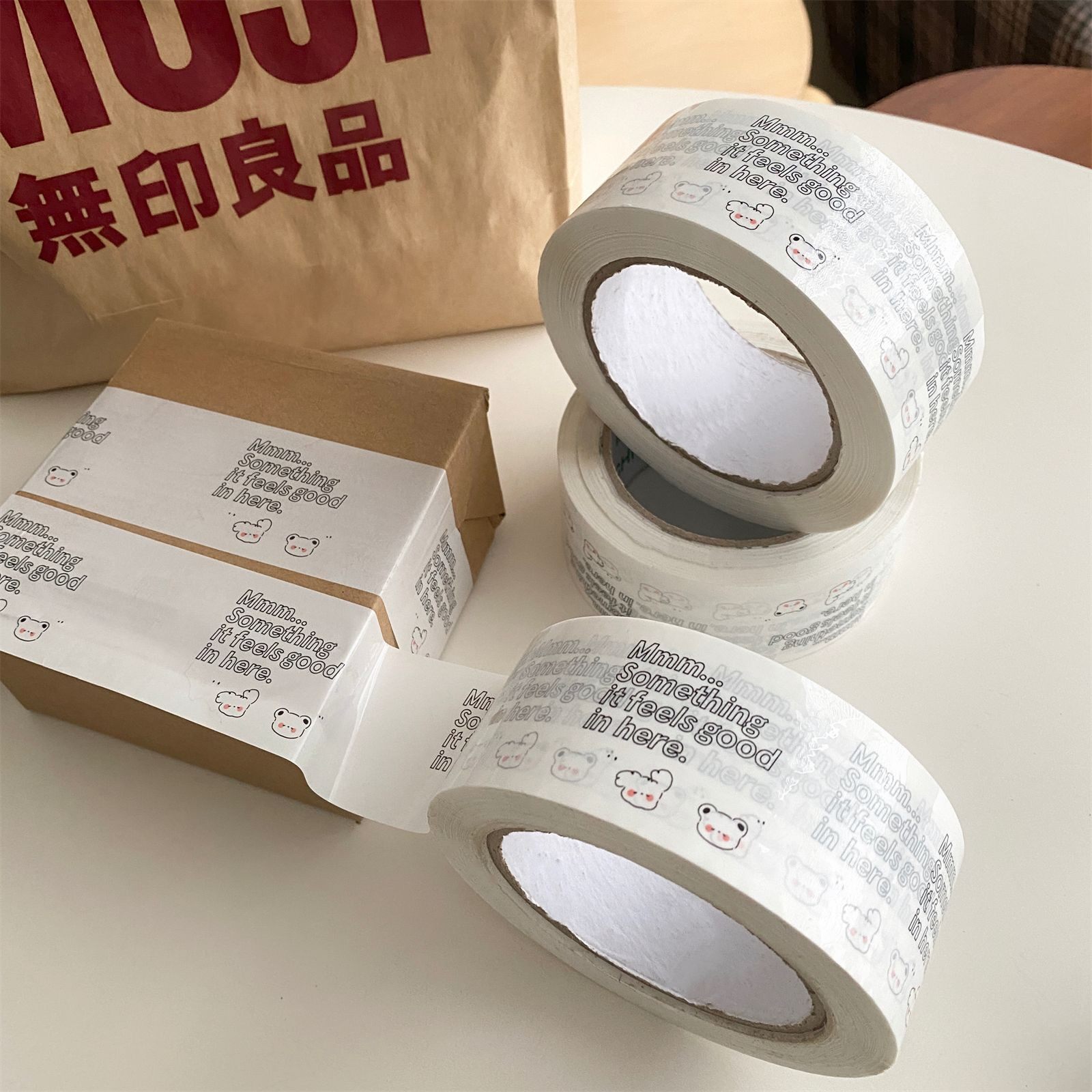 卡通字母白底电商打包胶带礼物封箱快递搬家封口胶贴纸手账家用