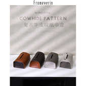 石澜家用桌面纸巾收纳盒复古牛皮纹高档纸抽盒客厅书房美式 纸巾盒