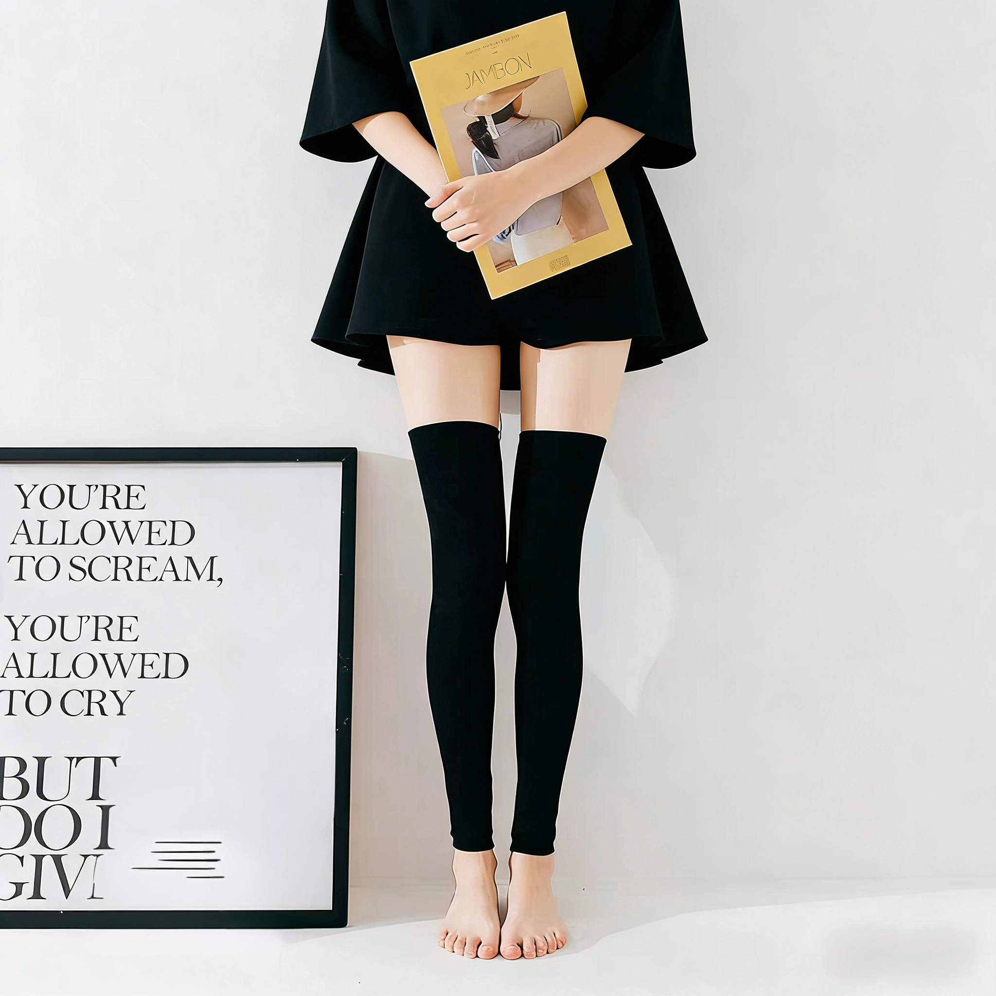 秋冬黑色棉质保暖长筒袜套 舞蹈外穿表演过膝腿套护膝高筒靴套,女士内衣/男士内衣/家居服,长筒袜,淘宝优惠券,粉丝福利购,淘宝优惠卷