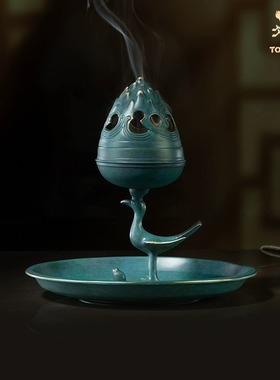 铜师傅全铜朱雀铜熏炉国风摆件