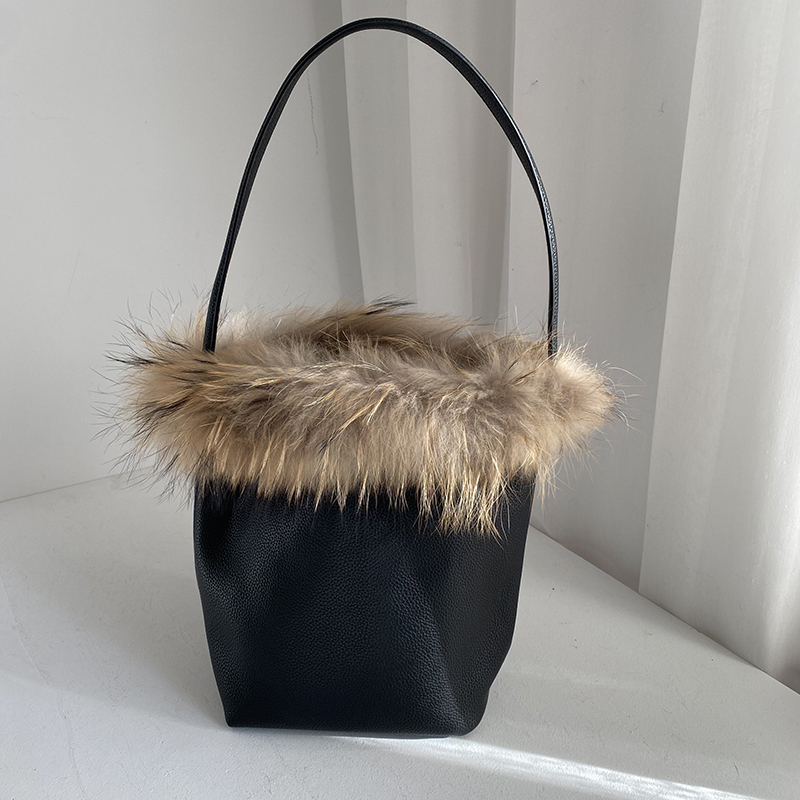 水桶包毛毛貉子毛真皮草冬季
