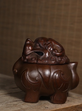 苏工纯铜香炉家用室内独角兽貔貅朝天吼铜望天吼瑞兽熏炉摆件