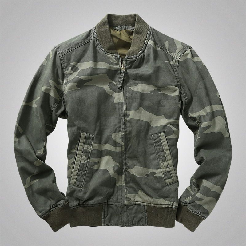 美式春季夹克外套迷彩服工装飞行员多口袋宽松男棒球服户外ma1潮