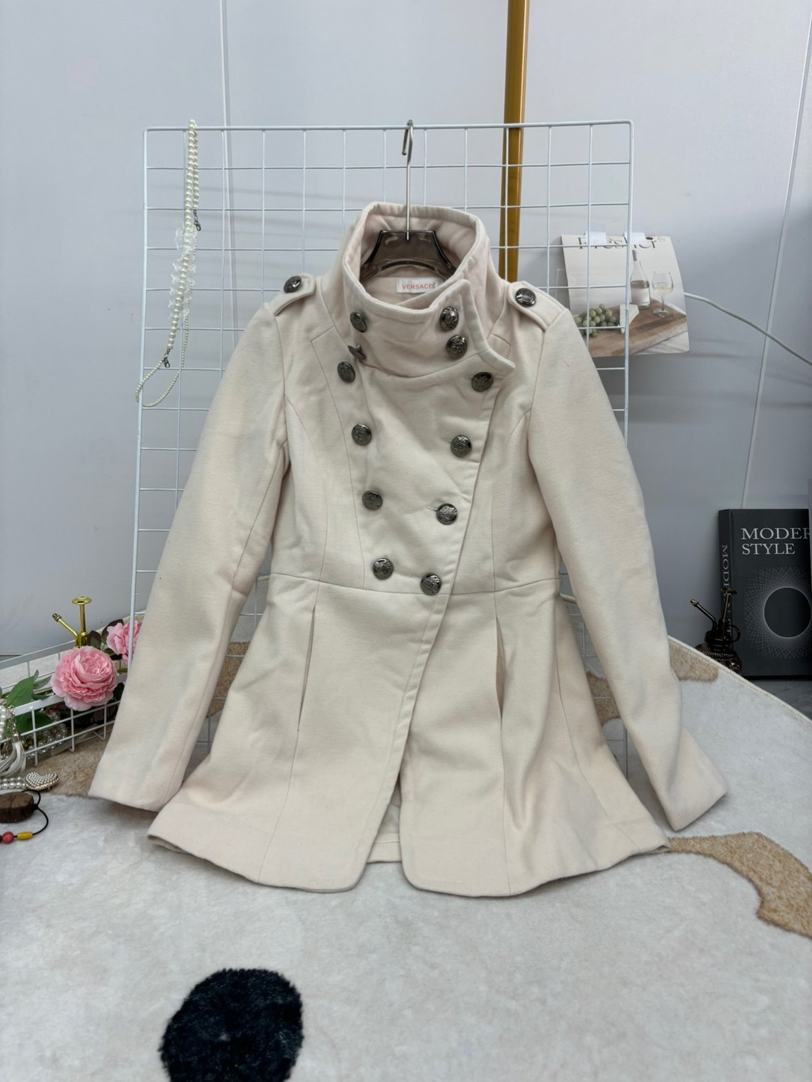 米色呢外套立领中长款新款女装复古修身气质毛呢韩版双排秋冬款,女装/女士精品,毛呢外套,淘宝优惠券,粉丝福利购,淘宝优惠卷