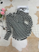 显瘦气质款 高端时尚 春秋修身 T恤衫 休闲百搭上衣打底 条纹长袖