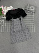 时尚 名媛风连衣裙 韩系复古拼接丝绒波点气质显瘦收腰连衣裙女款