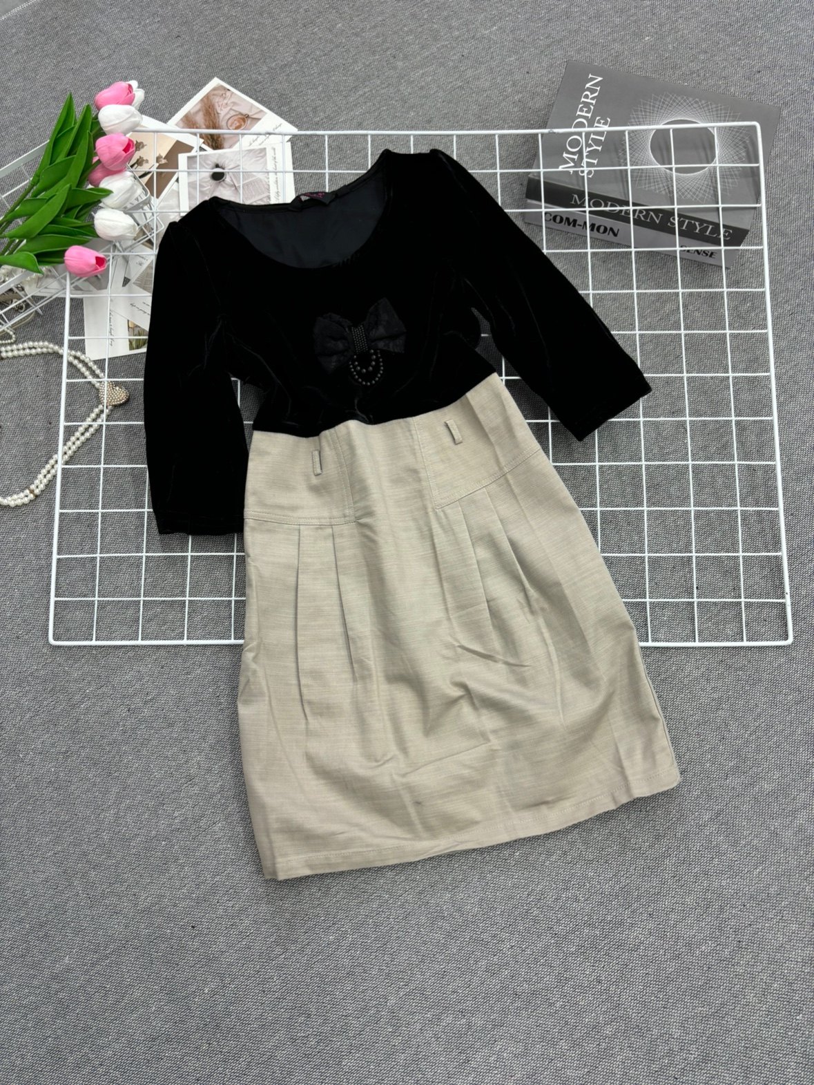 名媛风时尚气质显瘦金丝绒拼接减龄圆领连衣裙女款韩系收腰裙子,女装/女士精品,连衣裙,淘宝优惠券,粉丝福利购,淘宝优惠卷