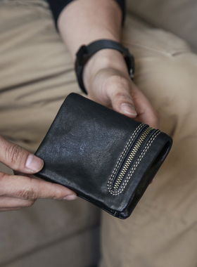 古造真皮迷你小钱包植鞣头层牛皮银行卡零钱男女款便携高级感皮夹