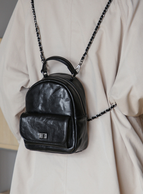 古造复古双肩包女植鞣头层牛皮链条真皮小背包时尚百搭迷你包包